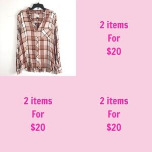 3/$30 Universal Thread Womens Brown Flannel Neutral Plaid Button Down Top Sz XXL